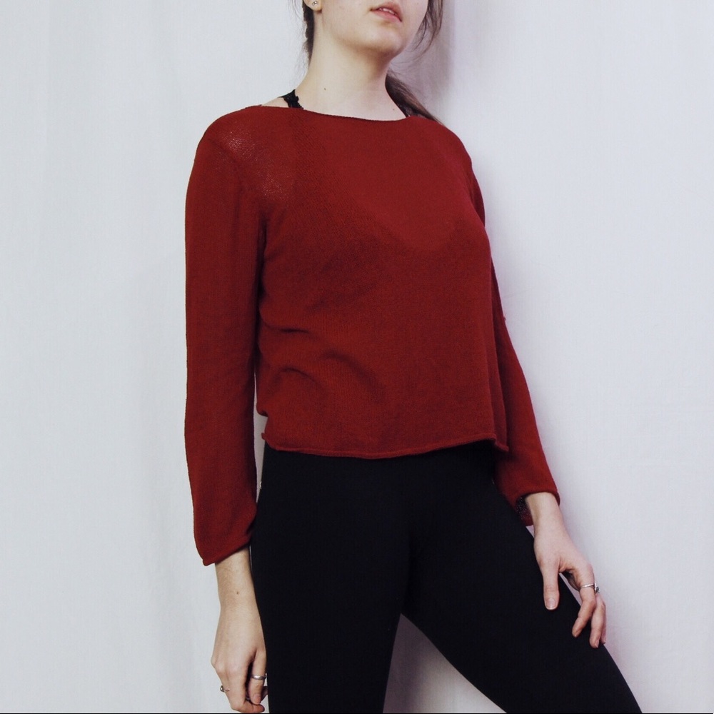Eileen Fisher Tomato Red Long Sleeve Sweater